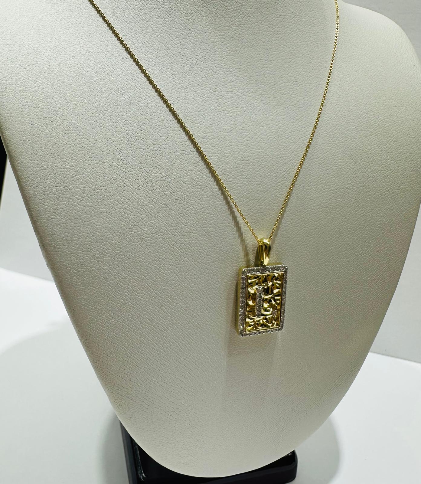 10K GOLD INTIAL LETTER "L" PENDANT DIAMOND SET- 0.25CT