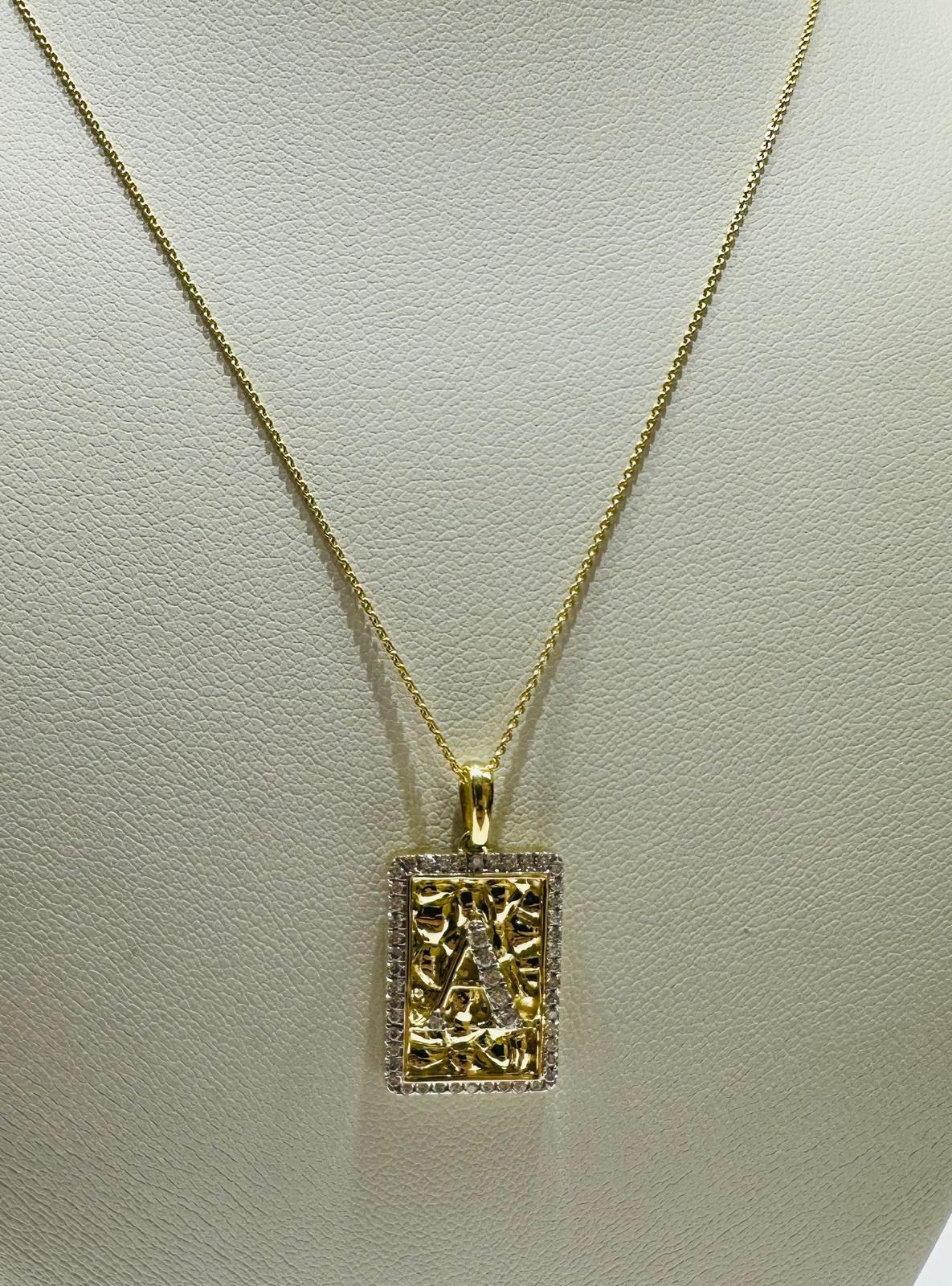 10K GOLD INTIAL LETTER "A" PENDANT DIAMOND SET- 0.25CT