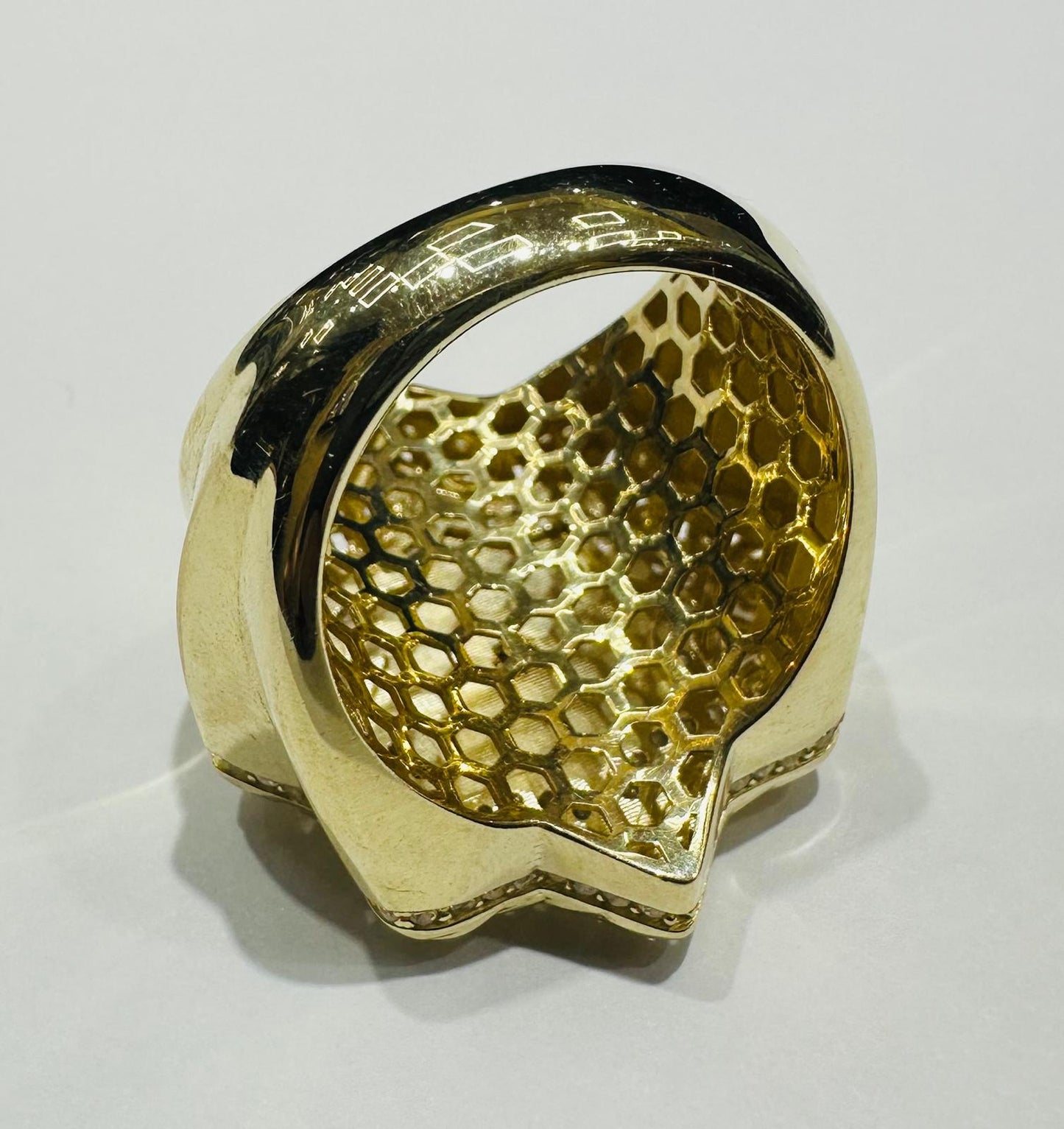 10K GOLD ROLEX RING WITH WHITE SAPPHIRE- WEIGHT: 12.9gm