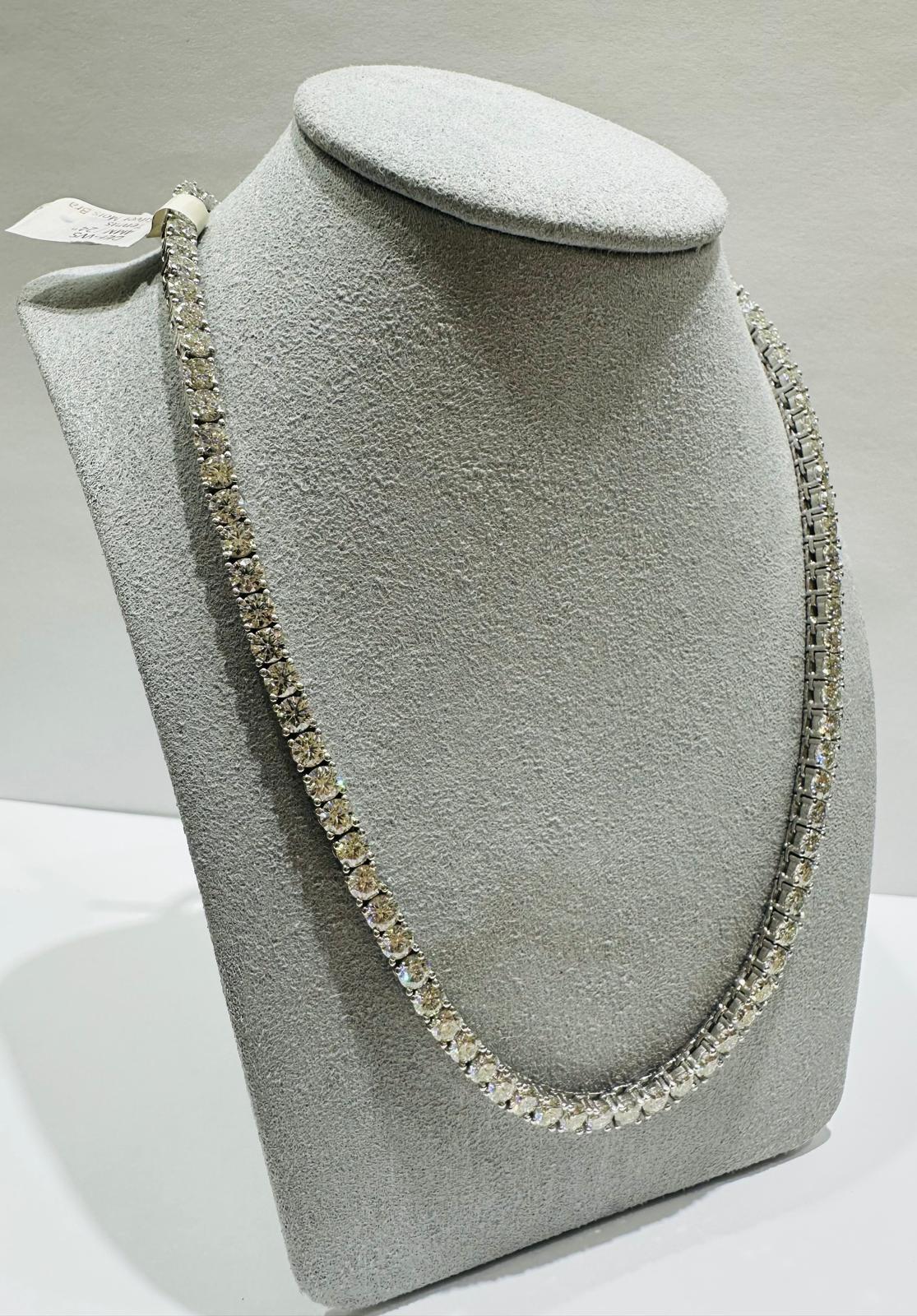 SILVER MOISSANITE TENNIS NECKLACE VVS 45CTW 4mm 24"