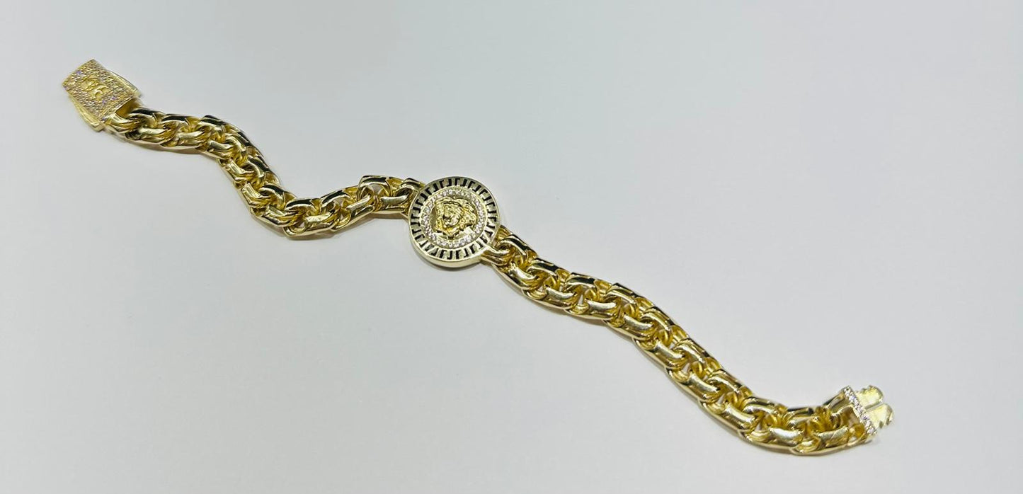 10K GOLD MEDUSA HEAD CHINO LINK BRACELET- 8" WEIGHT: 18.9gm