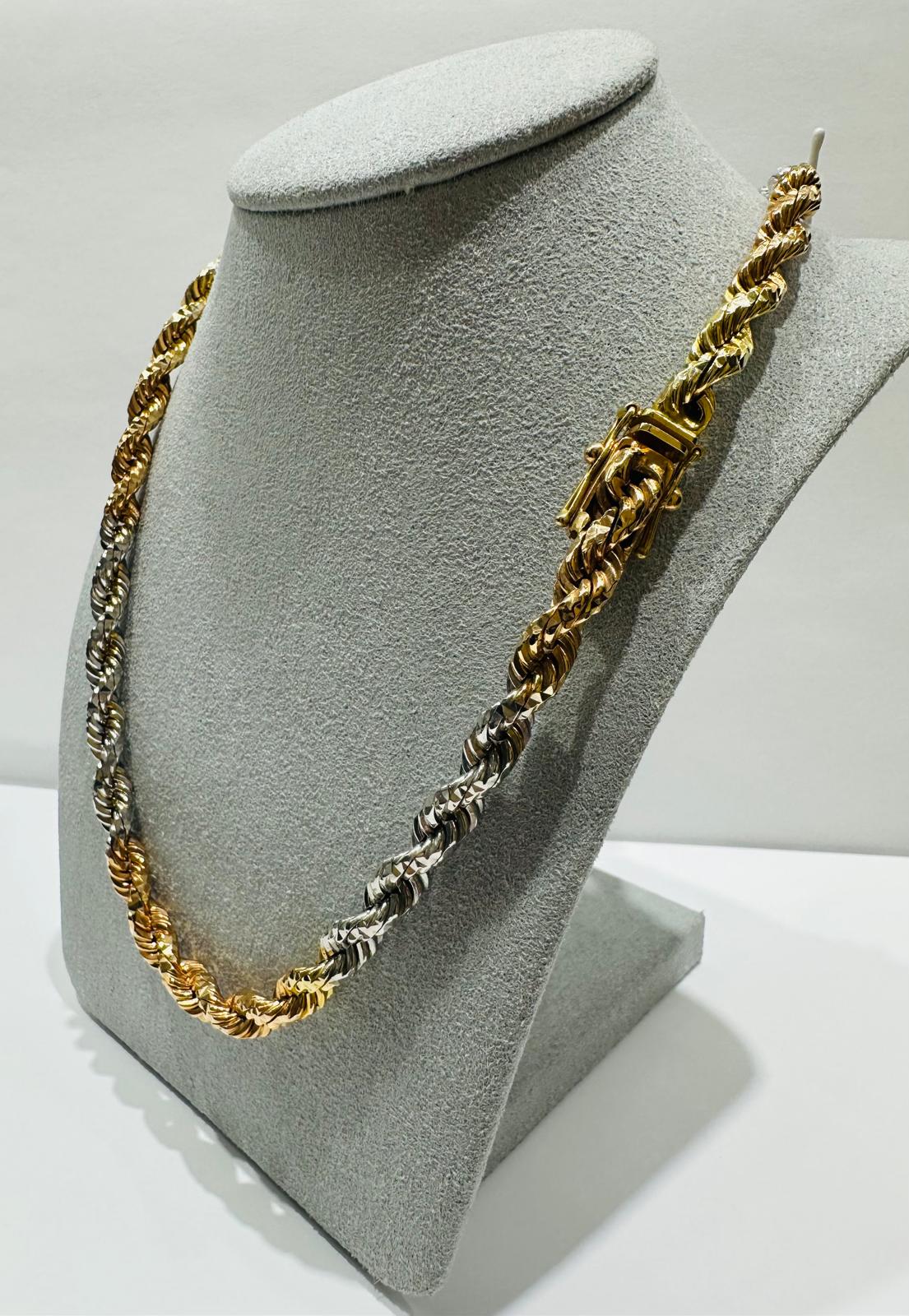 10K GOLD SOLID THREE TONE ROPE CHAIN - WEIGHT: 82.8gm 24" 5.75mm