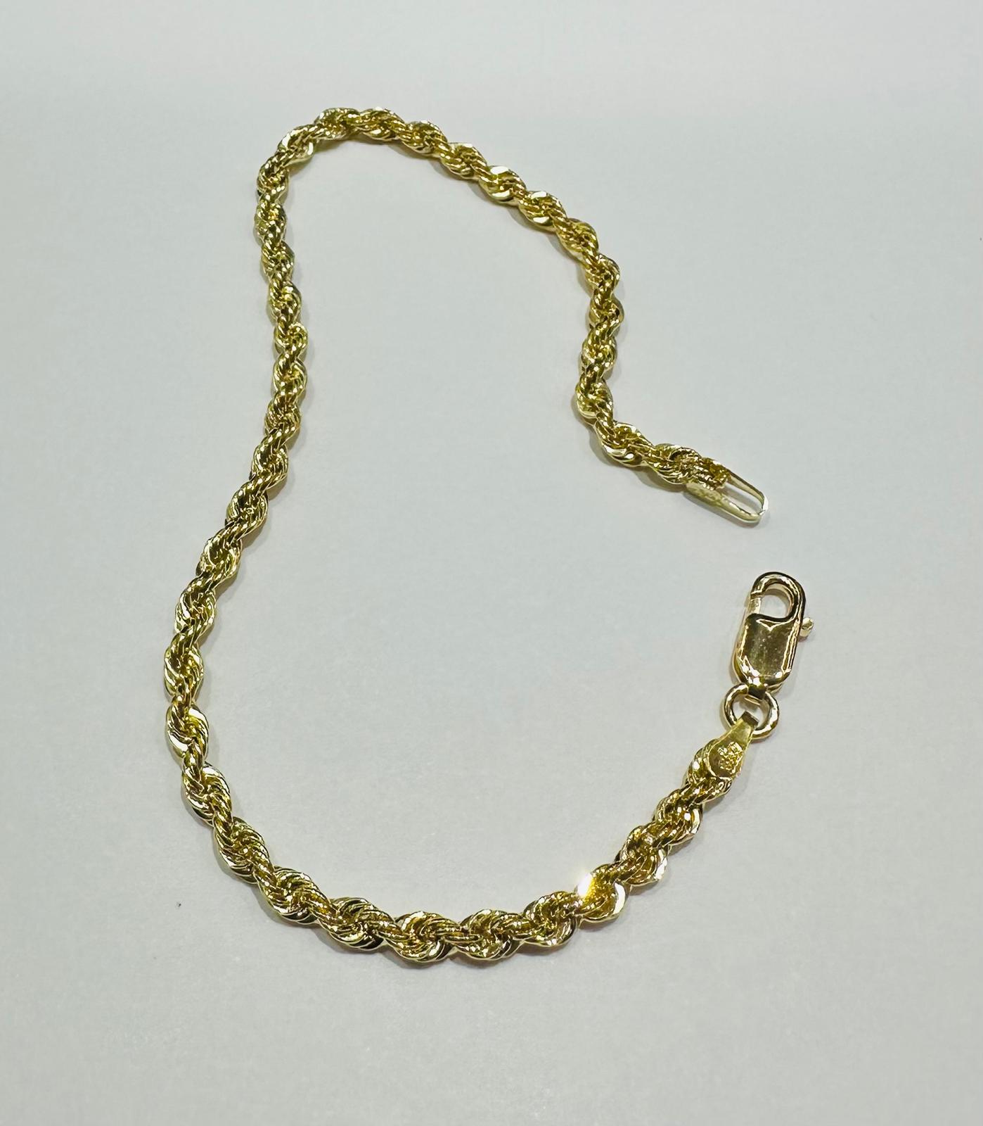10K GOLD ROPE BRACELET- WEIGHT: 2.0gm 7" 2.65mm