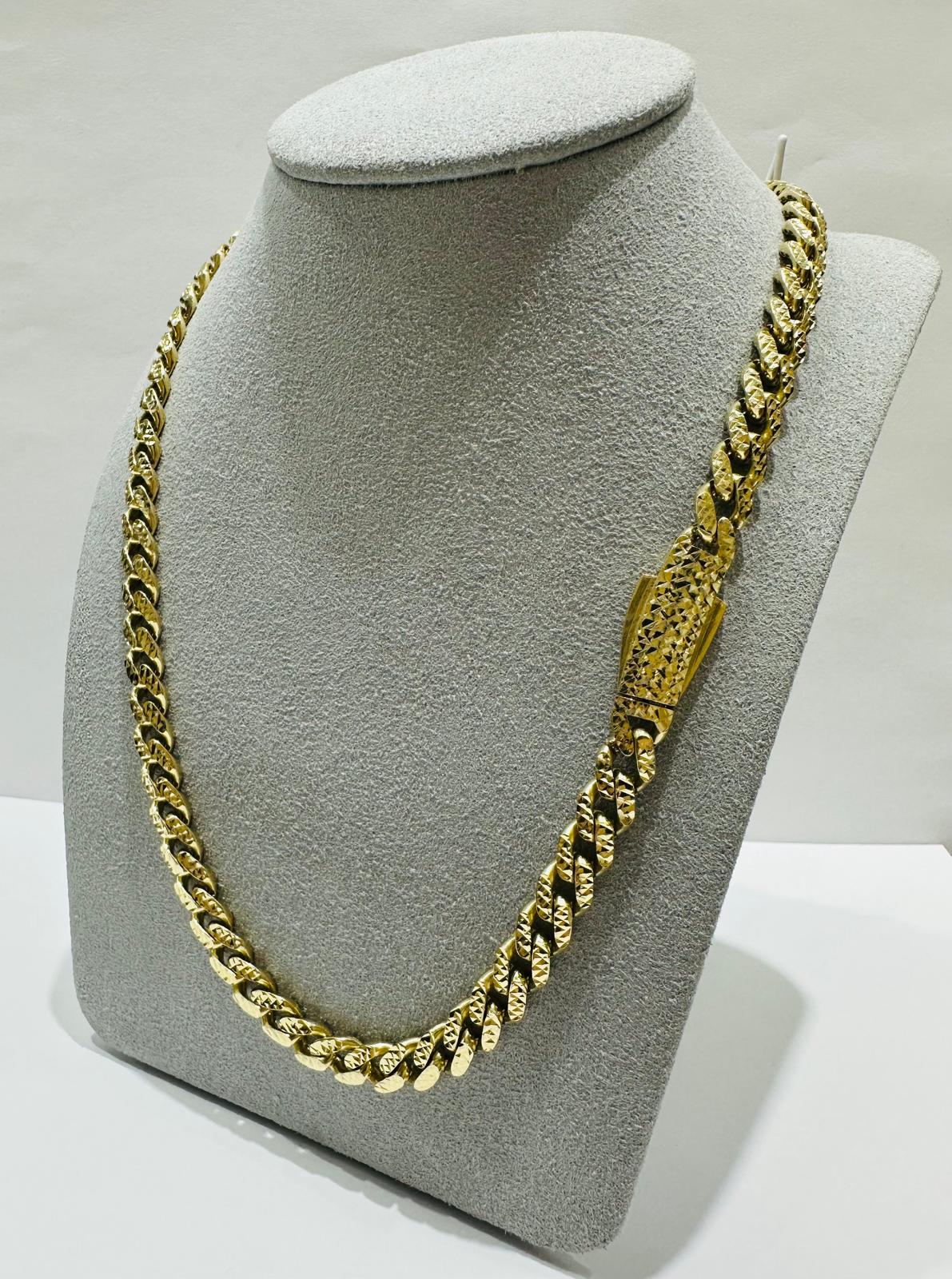 10K GOLD MONACO LINK DIAMOND CUT CHAIN- WEIGHT: 29.8gm 26" 6.50mm