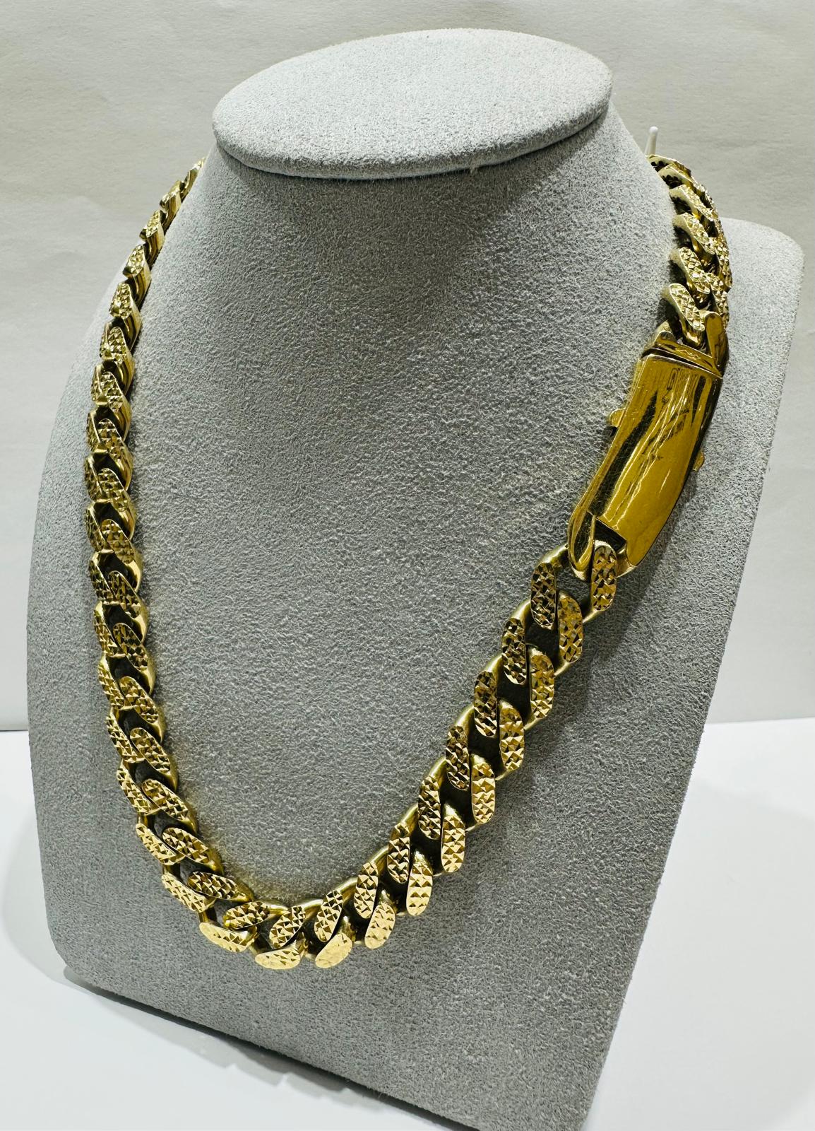 10K GOLD MONACO DIAMOND CUT CUBAN LINK CHAIN- WEIGHT: 43gm 26" 9.95mm