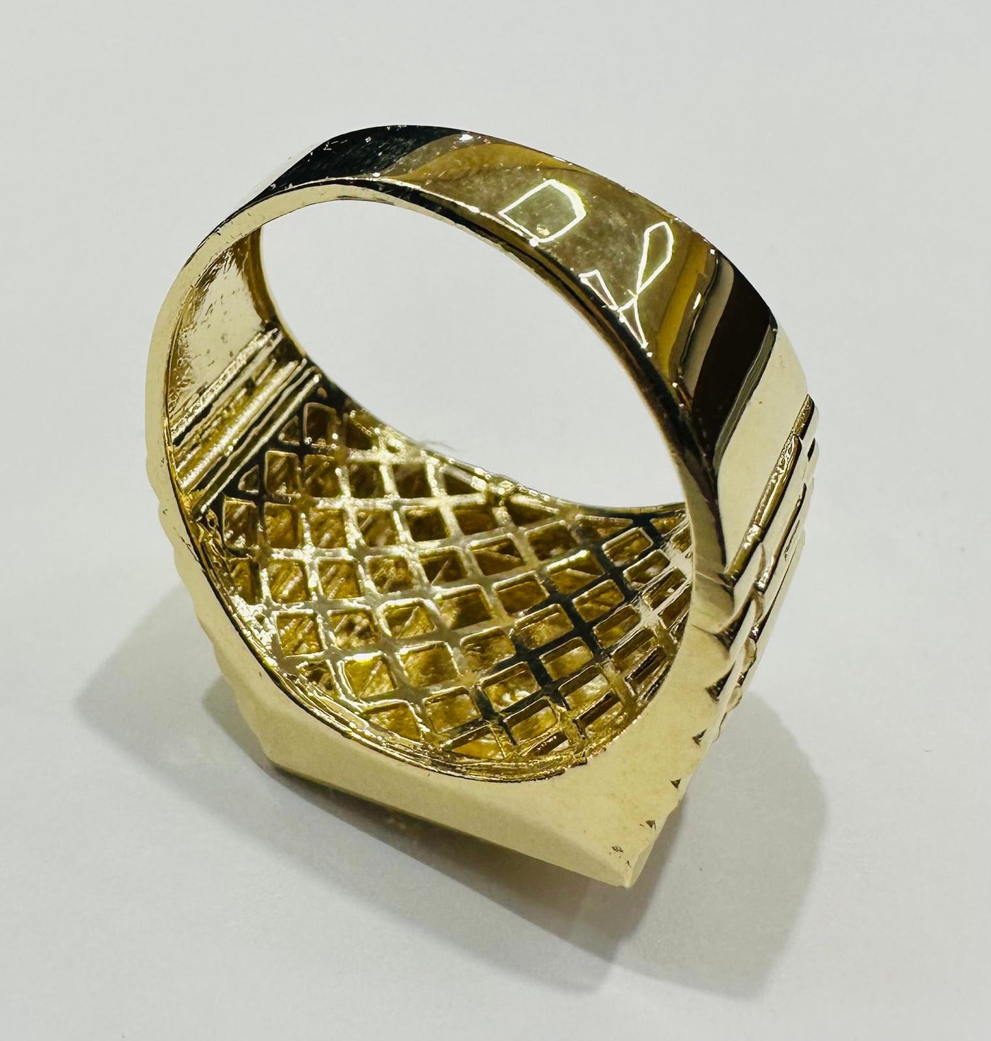 14K GOLD MEDUSA HEAD RING WITH CZ STONES- WEIGHT: 12.1gm