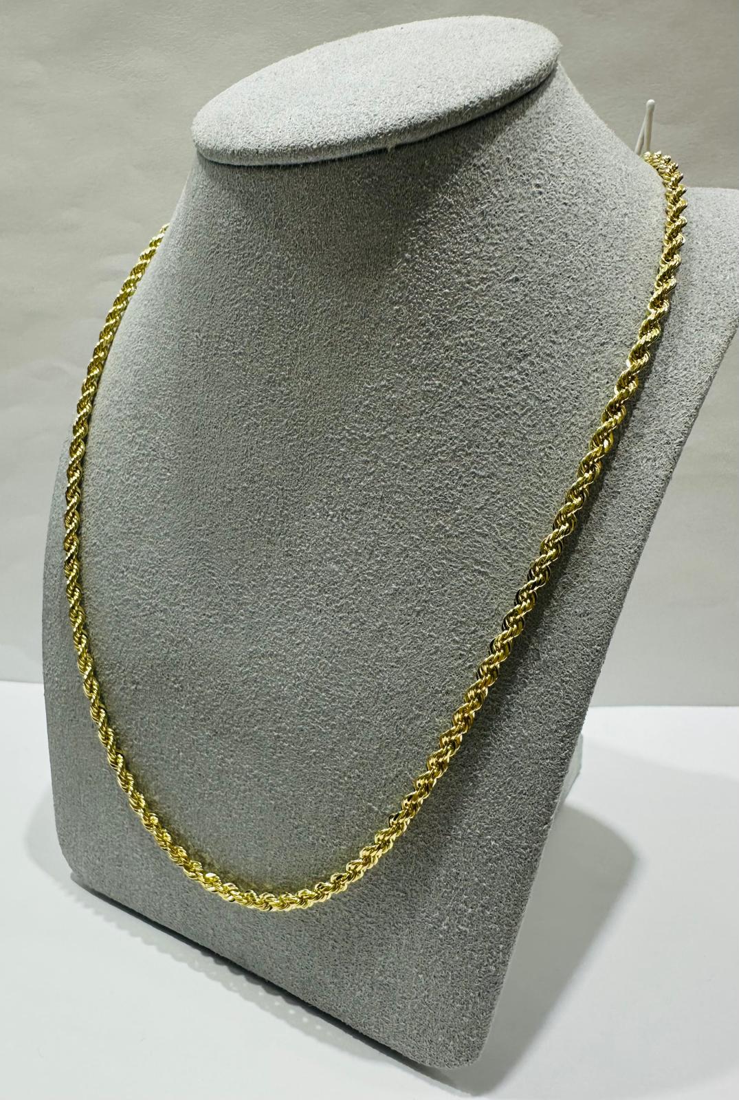 10K GOLD SOLID ROPE CHAIN, WEIGHT: 16.2gm 24" 2.75mm