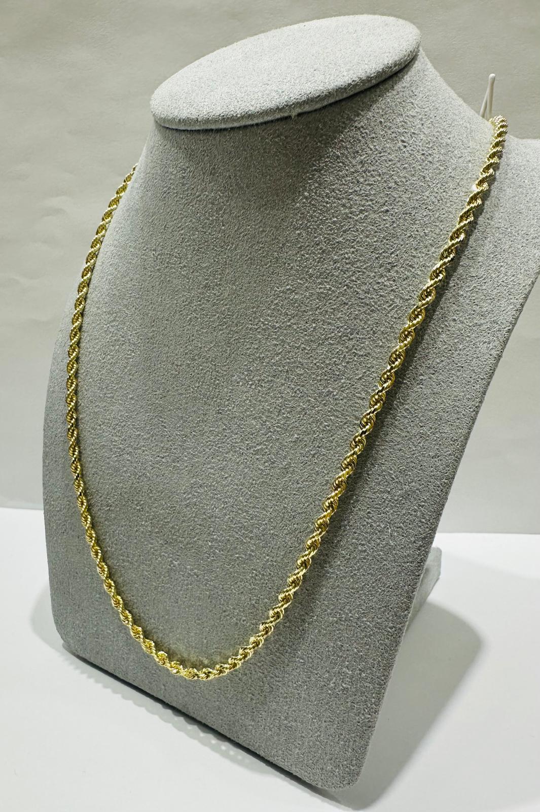 10K GOLD SOLID ROPE CHAIN, WEIGHT: 13.2gm 22" 2.55mm