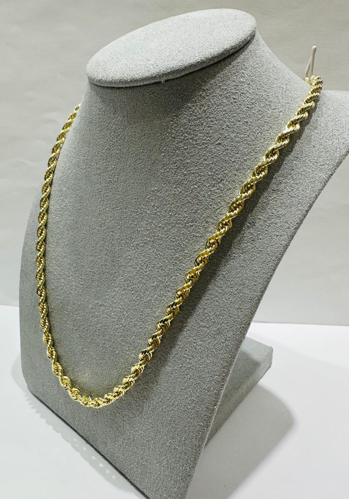 10K GOLD SOLID ROPE CHAIN, WEIGHT: 24.8gm 22" 3.12mm