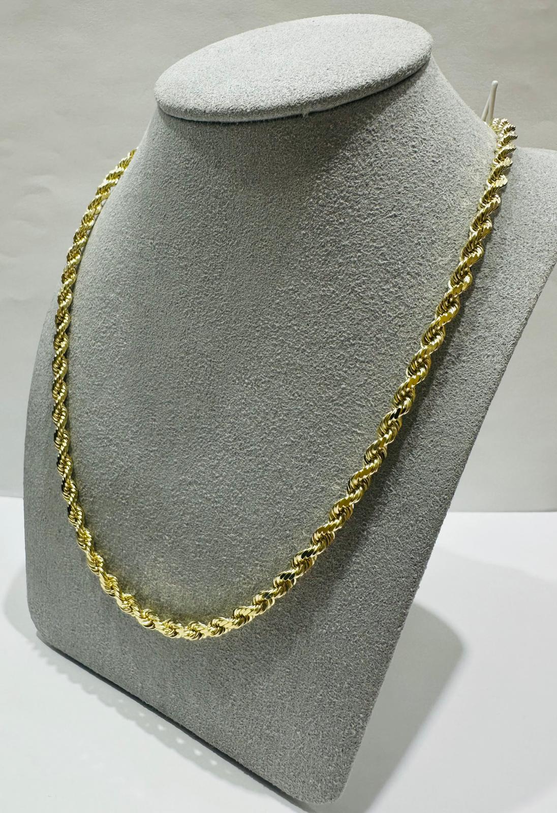 10K GOLD SOLID ROPE CHAIN, WEIGHT: 22.9gm 20" 3.35mm