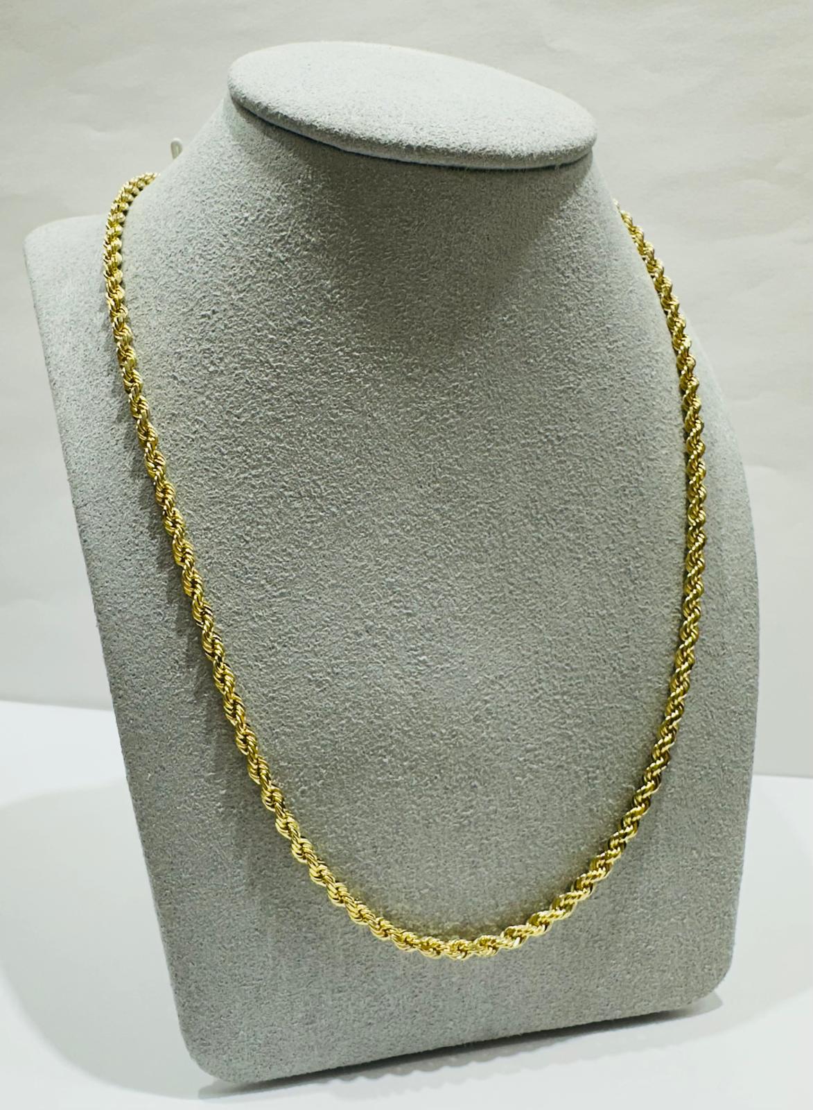 10K GOLD SOLID ROPE CHAIN- WEIGHT: 18.3gm 26" 2.75mm