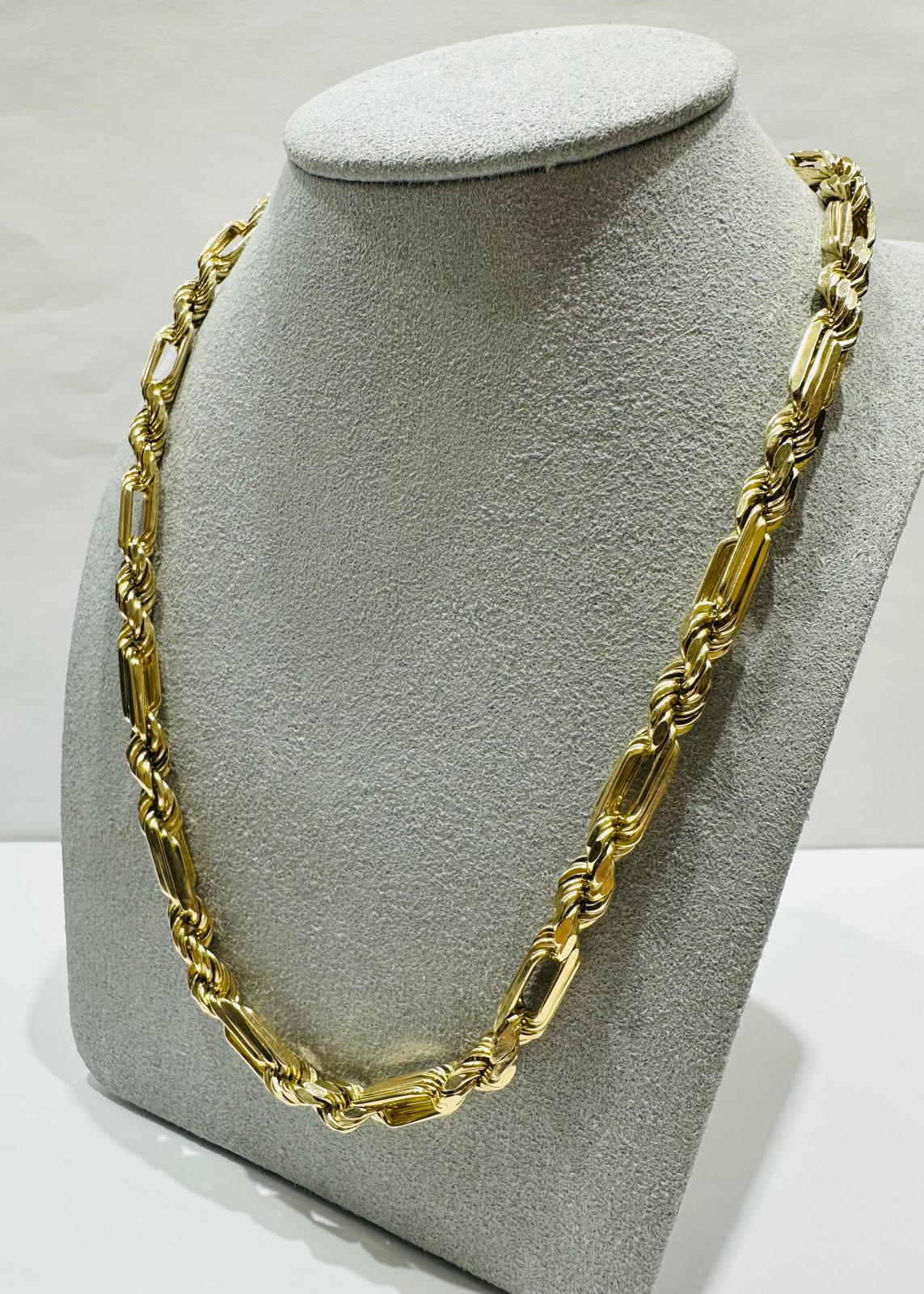 10K GOLD SOLID ROPE CHAIN- WEIGHT: 54.5gm 28" 5.55mm