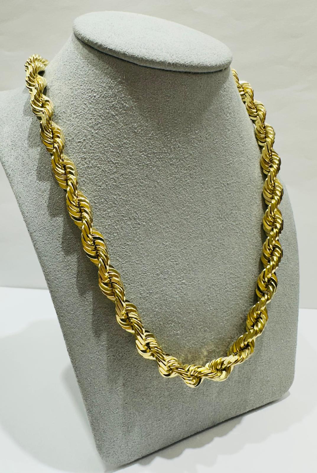 10K GOLD SOLID ROPE CHAIN- WEIGHT: 88.8gm 22" 6.40mm