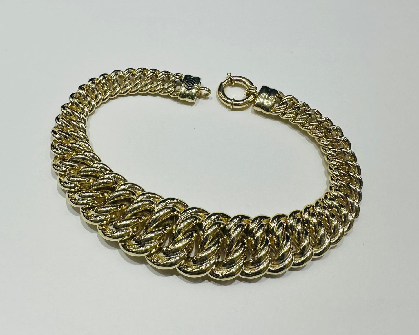 10K GOLD FLAT BYZANTINE LINK CHAIN BRACELET - WEIGHT: 19.8gm