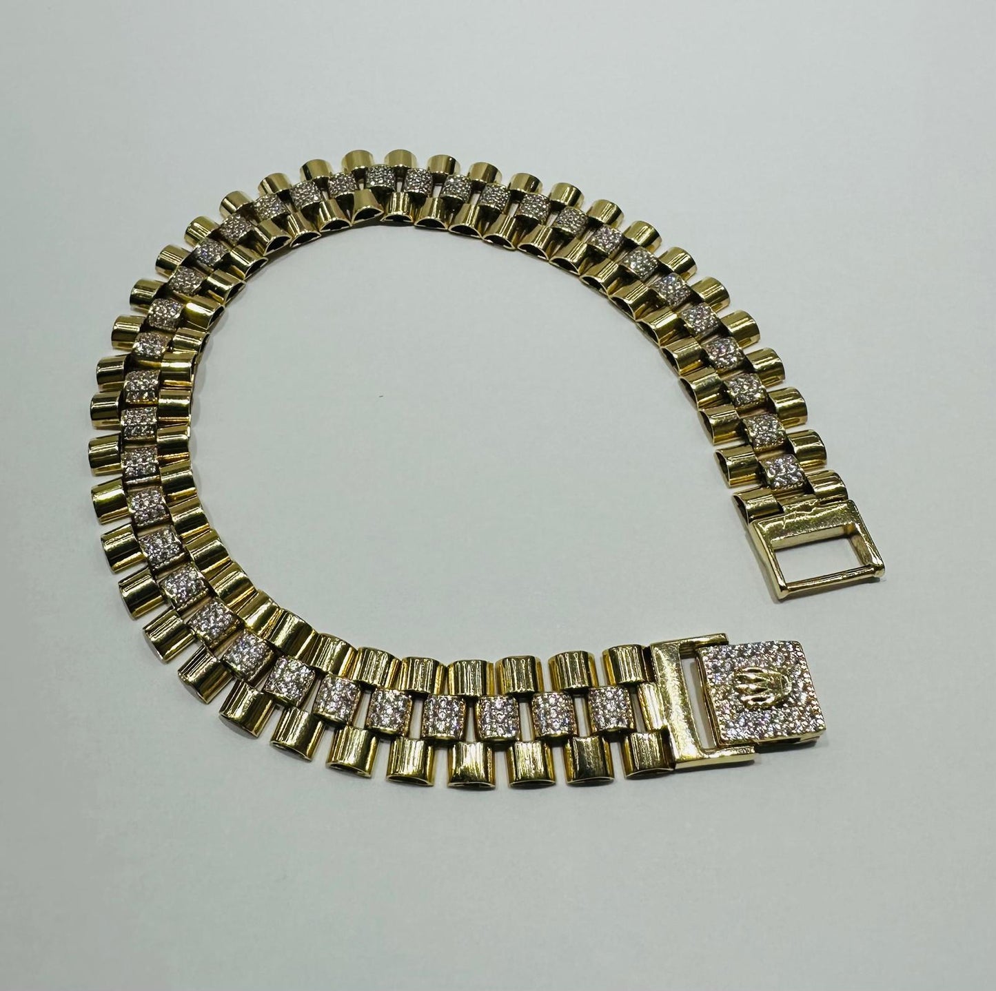 14K GOLD ROLEX LINK CHAIN BRACELET - WEIGHT: 24.2gm
