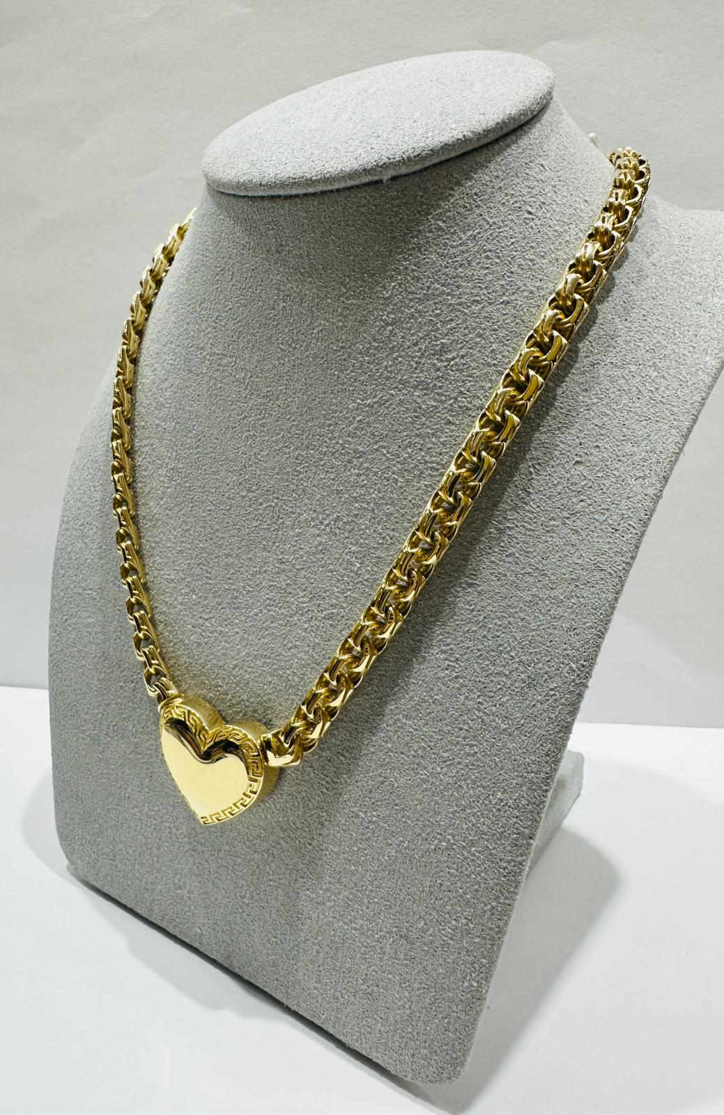 14K GOLD HEART CHINO LINK CHAIN NECKLACE- 26.8gm