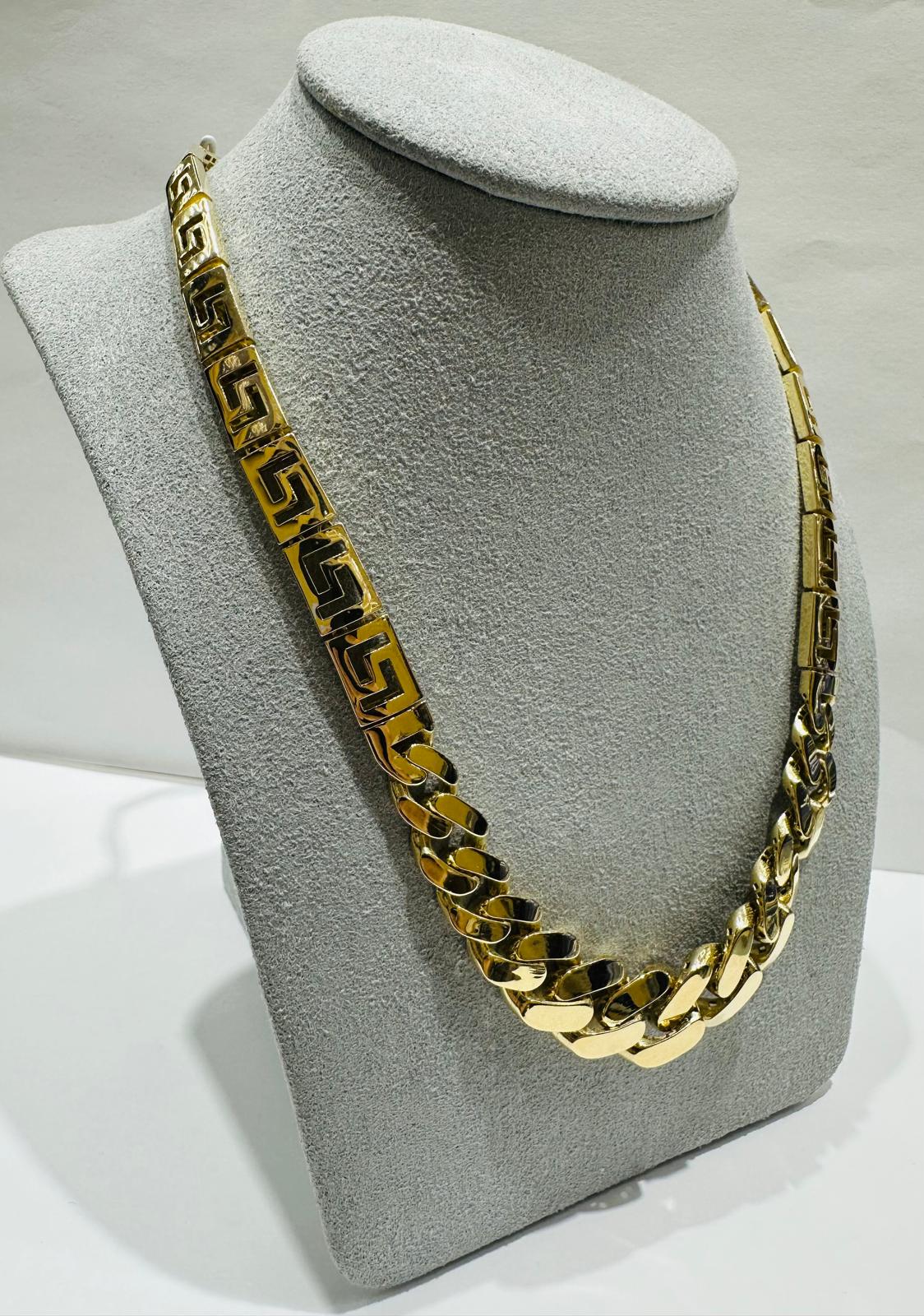 14K GOLD CUBAN VERSACE LINK CHAIN NECKLACE- 30.0gm 17.5"