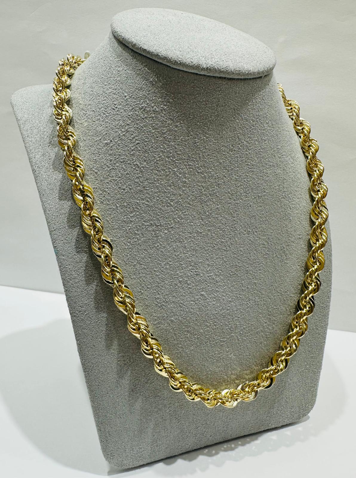 10K GOLD ROPE CHAIN NECKLACE- 21.2gm 26" 6.15mm