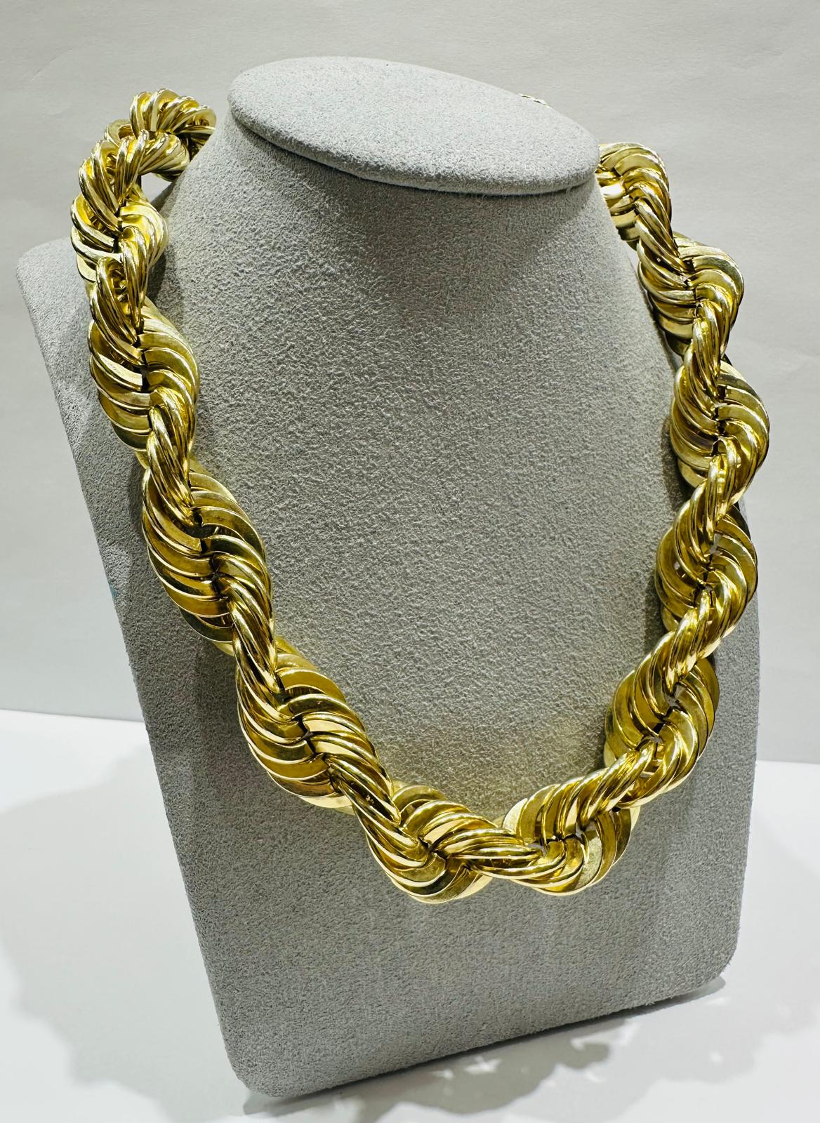 10K GOLD ROPE CHAIN NECKLACE- 61.5gm 22" 14.70mm