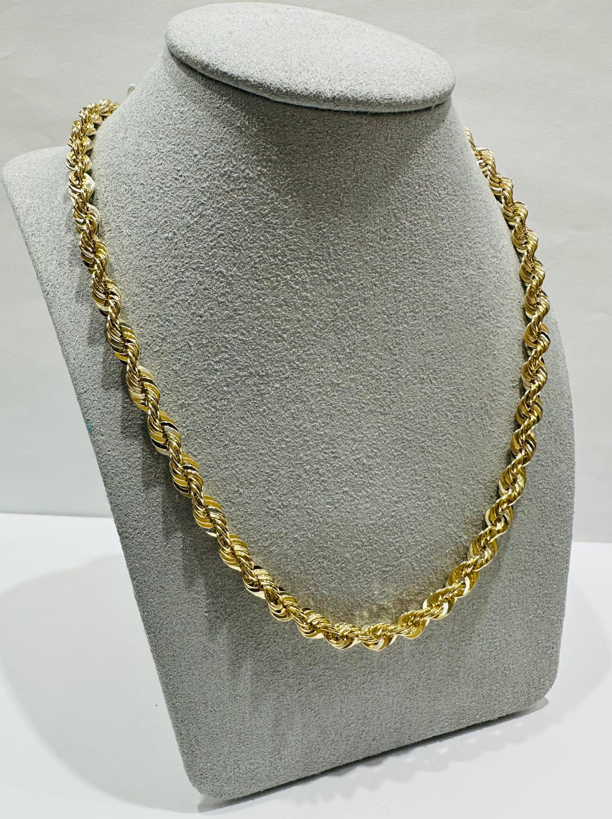 10K GOLD ROPE CHAIN NECKLACE- 14.2gm 24" 4.95mm