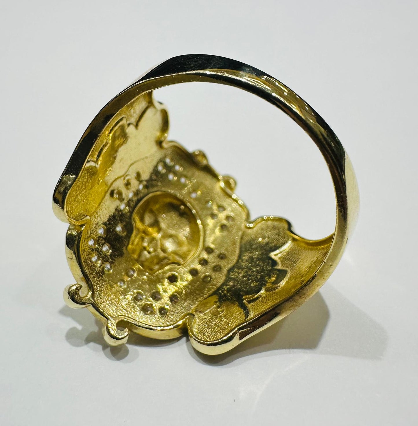 10K GOLD SKULL RING- 7.6gm