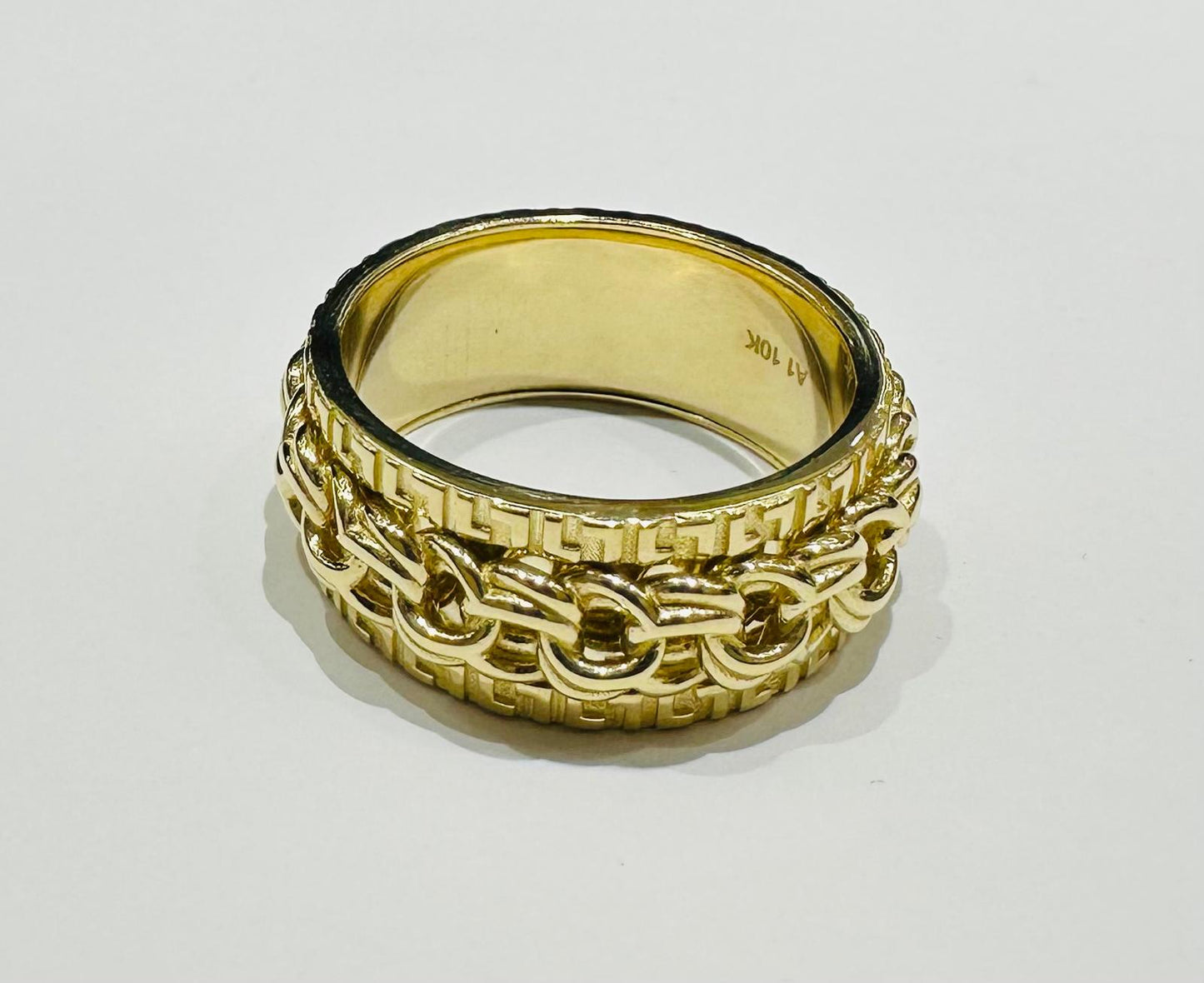 10K GOLD SPINNING CUBAN LINK RING- 11.5gm