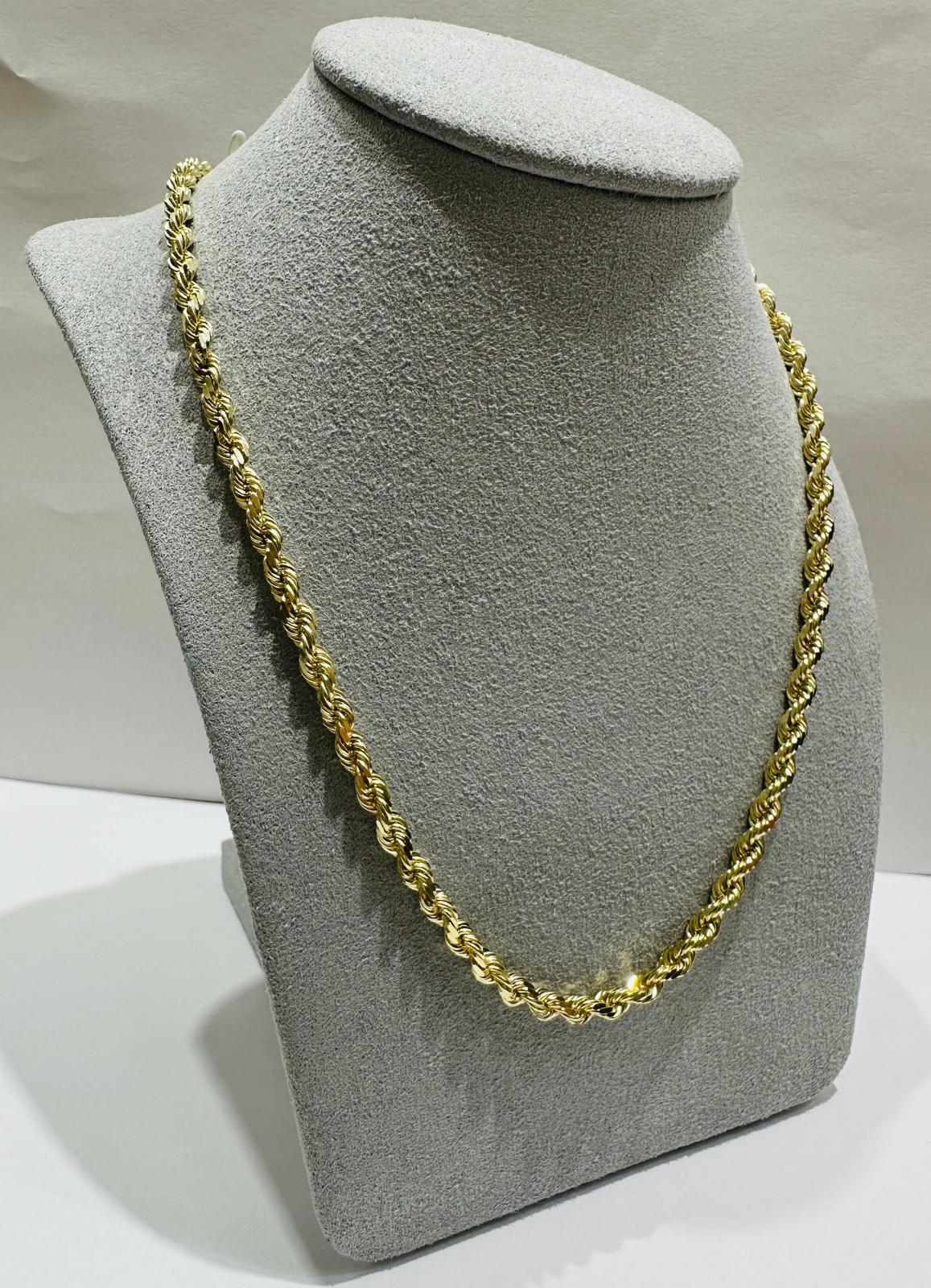 10K GOLD ROPE CHAIN NECKLACE- 22.9gm 20" 3.15mm