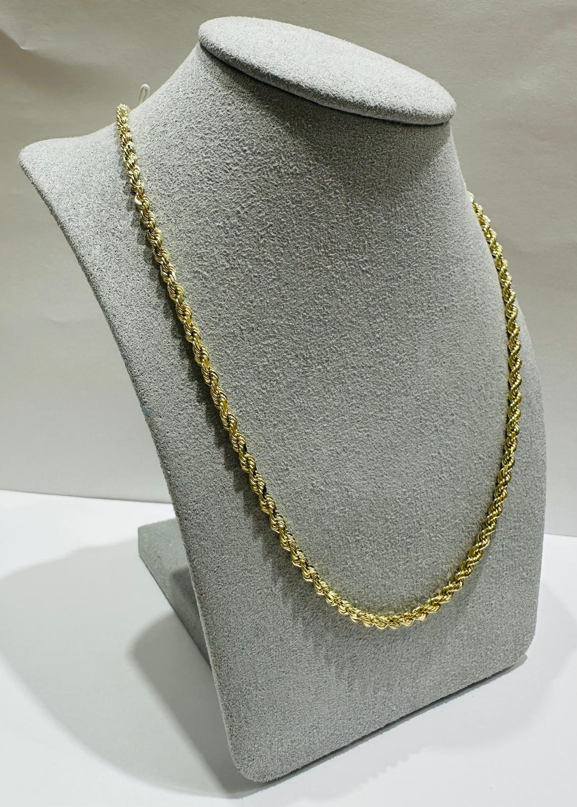 10K GOLD ROPE CHAIN NECKLACE- 15.5gm 22" 2.70mm