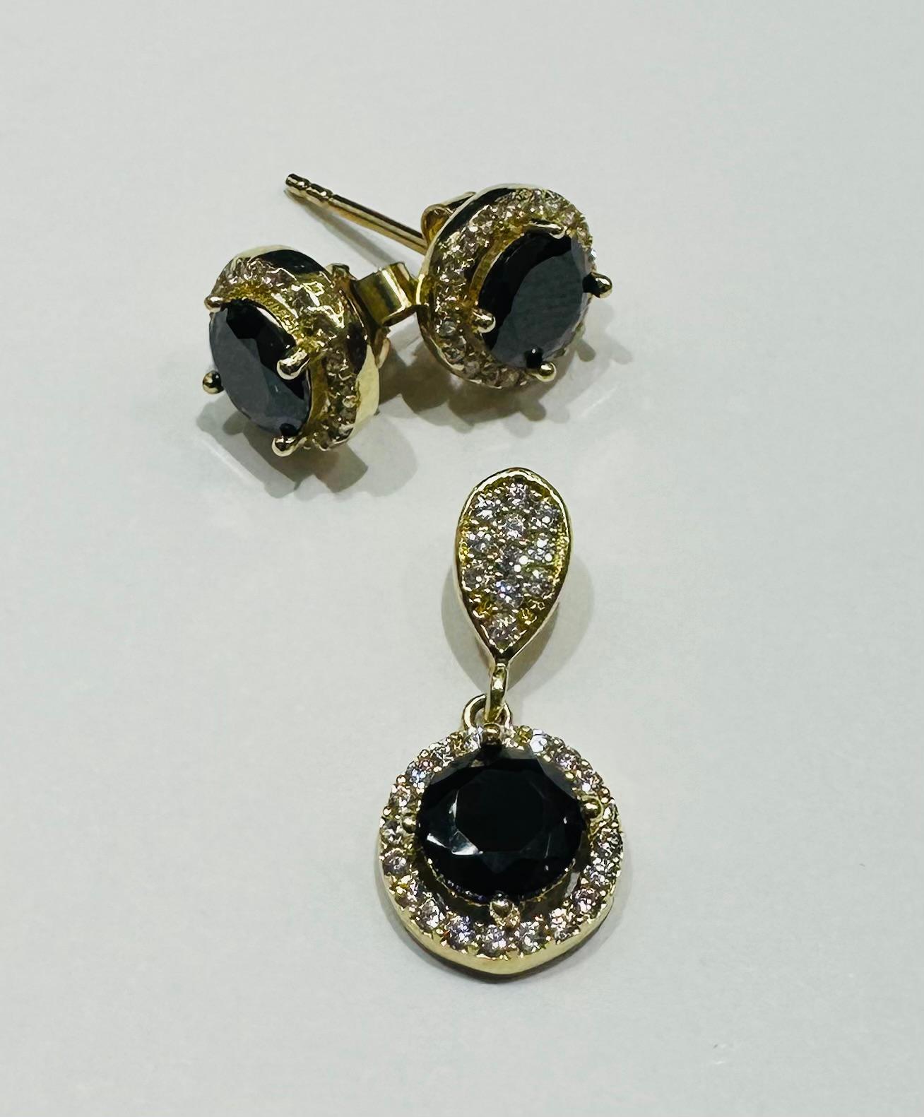 10K GOLD PENDANT AND EARRINGS SET WITH CZ STONES- WEIGHT: 3.1gm