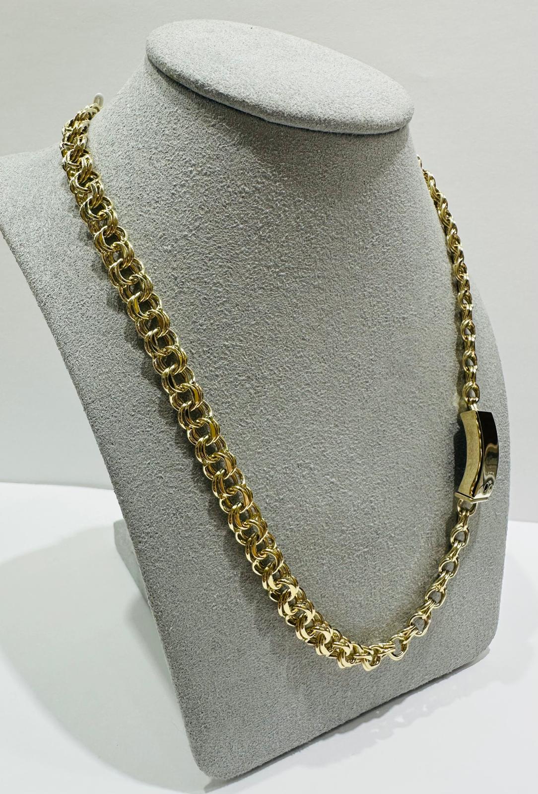 10K GOLD SEMI CHINO LINK CHAIN NECKLACE- 21.8gm 24" 6.65mm