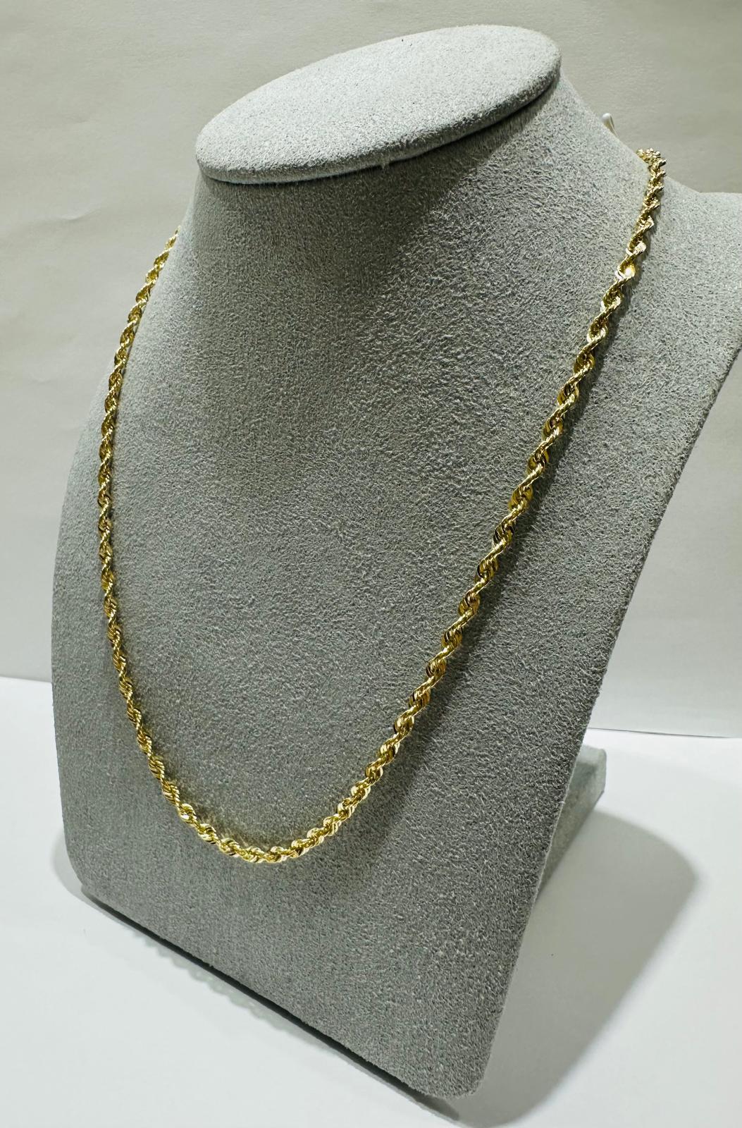 10K GOLD ROPE CHAIN NECKLACE- 2.8gm 16" 2.30mm