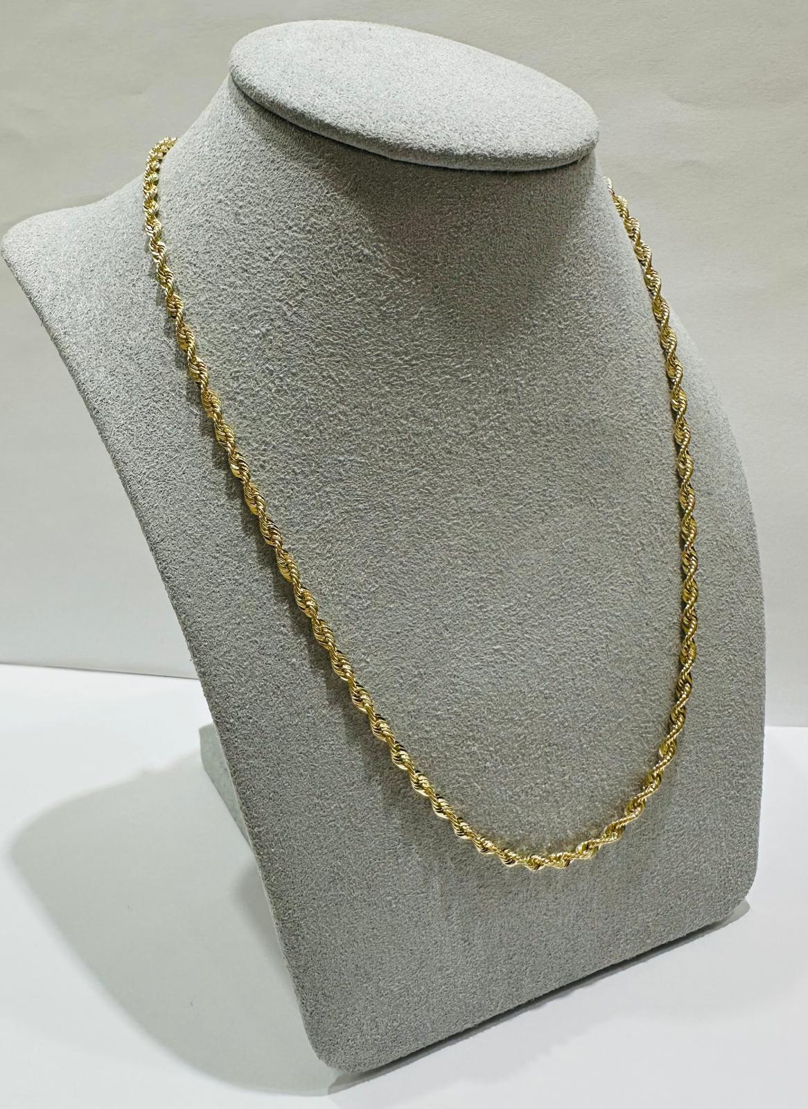 10K GOLD ROPE CHAIN NECKLACE- 3.5gm 20" 2.32mm