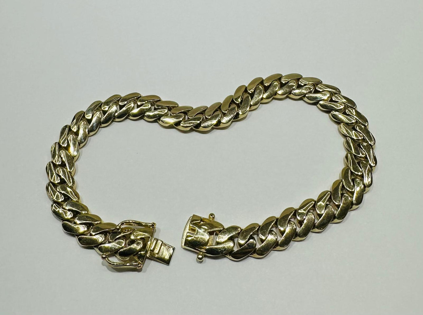 10K GOLD SEMI SOLID MIAMI CUBAN LINK CHAIN BRACELET- 15.8gm 8.5" 7.98mm
