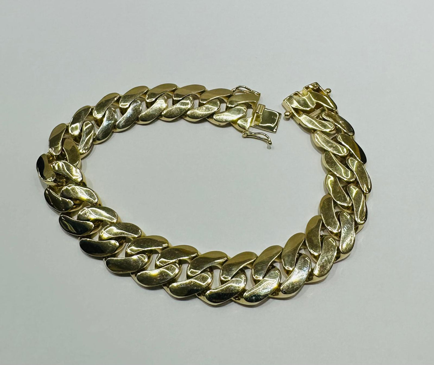 10K GOLD SEMI SOLID MIAMI CUBAN LINK CHAIN BRACELET- 29.1gm 9" 13.45mm