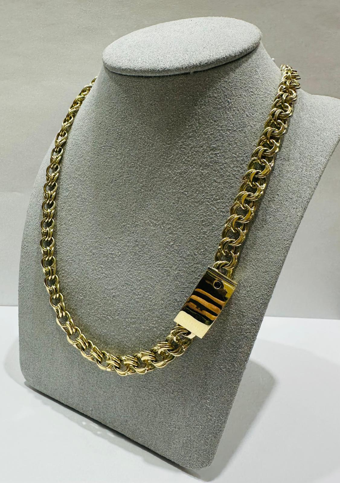 10K GOLD SEMI SOLID CHINO LINK CHAIN NECKLACE- 27.2gm 22" 7.50mm