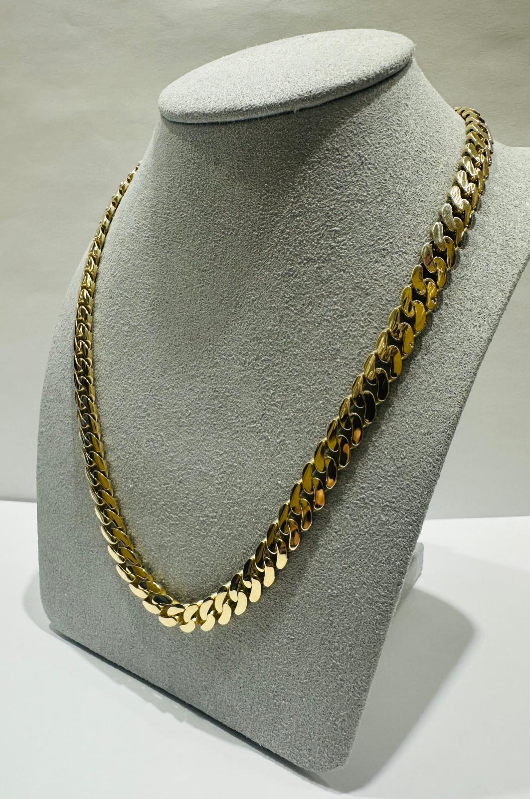 10K GOLD SEMI SOLID MIAMI CUBAN LINK CHAIN NECKLACE- 27.6gm 18" 6.82mm
