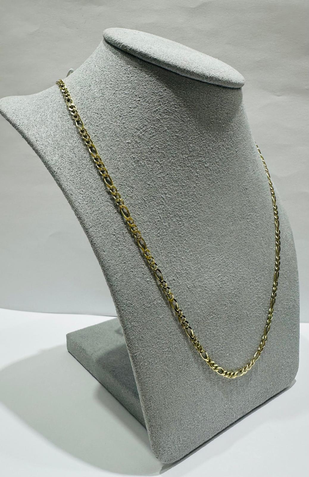 10K GOLD FIGARO LINK CHAIN- WEIGHT: 4.6gm 20" 2.40mm