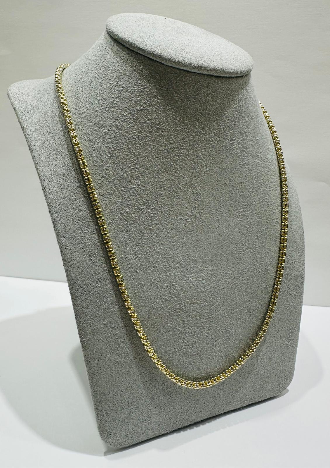 10K GOLD TWO TONED TENNIS NECKLACE- WEIGHT: 12.3gm 26" 2.25mm