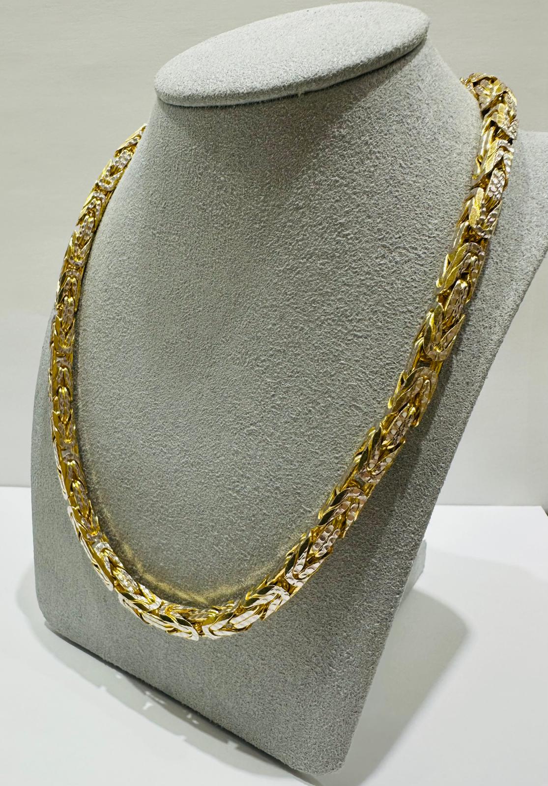 10K GOLD DIAMOND CUT BYZANTINE LINK CHAIN- WEIGHT: 99.7gm 22" 5.25mm