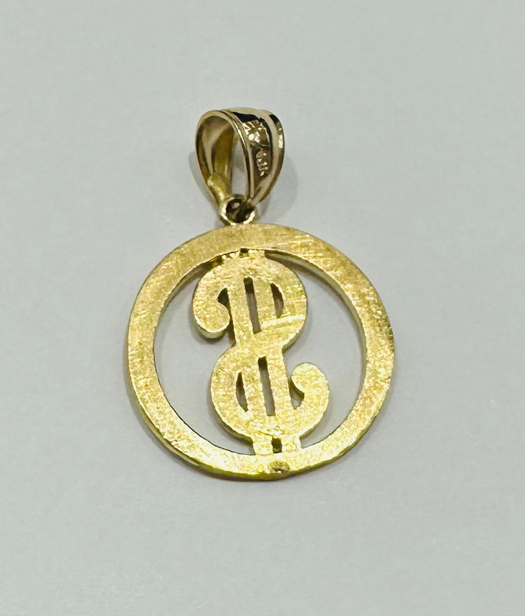 10K GOLD ROUND DOLLAR PENDANT- WEIGHT: 2.3gm