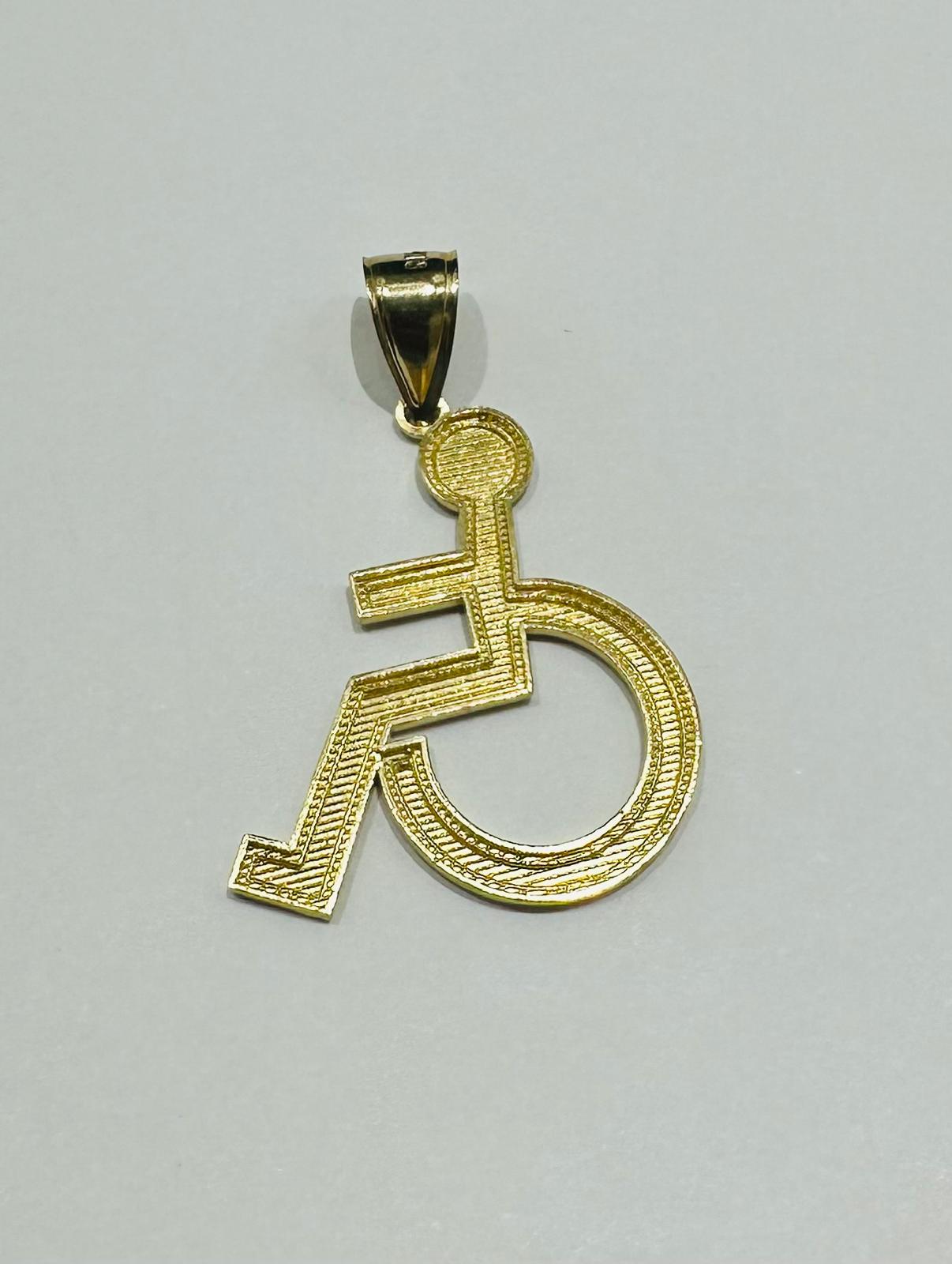 10K GOLD HANDICAP WHEELCHAIR LOGO PENDANT- WEIGHT: 3.5gm