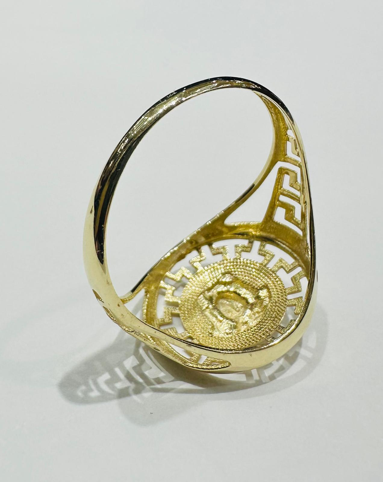 10K GOLD MEDUSA HEAD TWO TONED RING- WEIGHT: 1.8gm