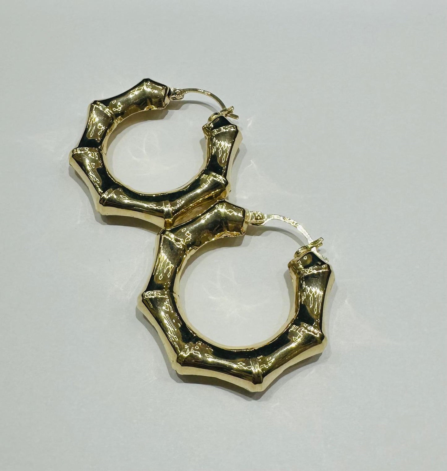 10K GOLD BAMBOO EARRINGS- WEIGHT: 5.3gm