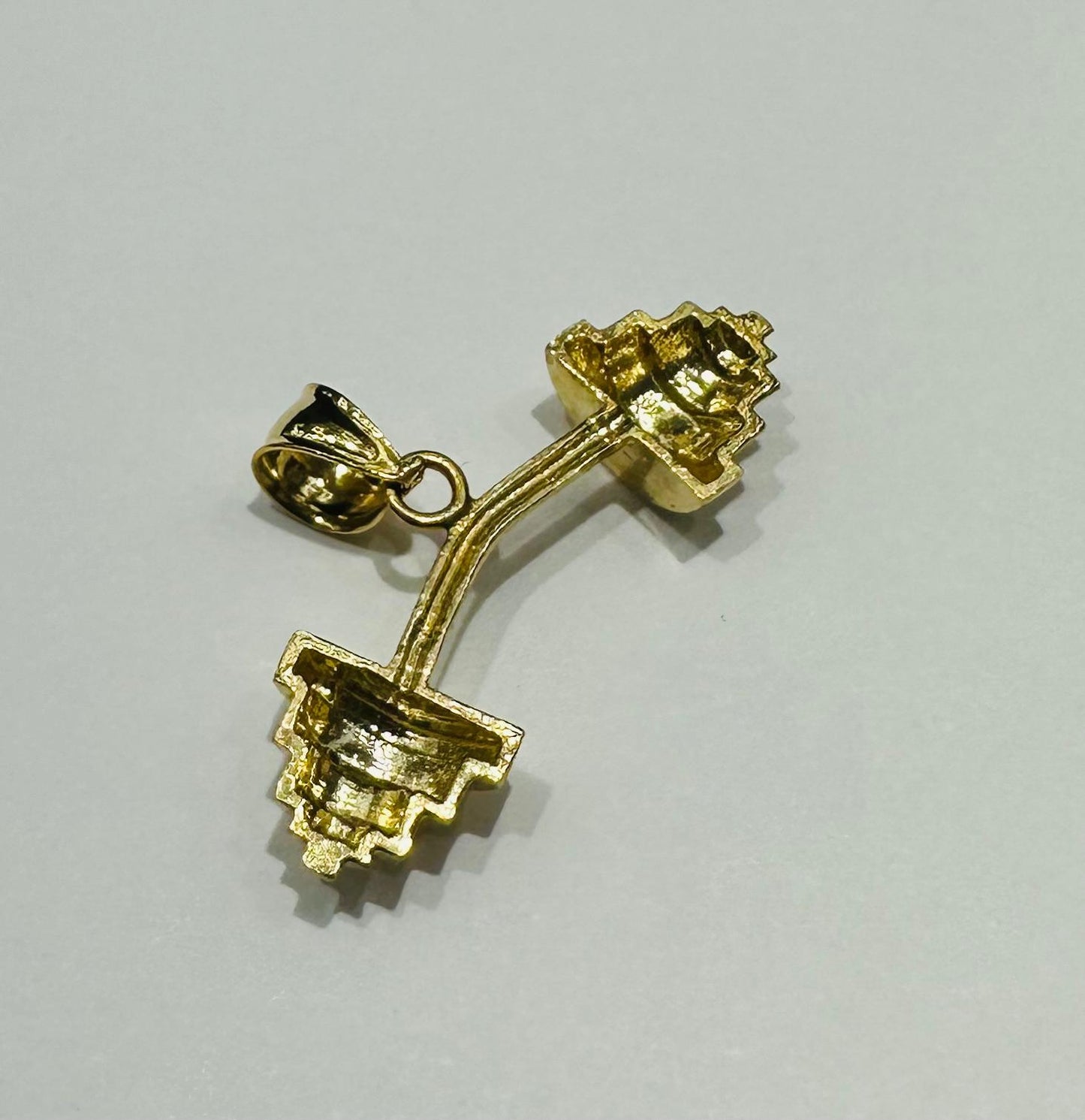 10K GOLD BARBELL CHARM PENDANT- WEIGHT: 1.7gm