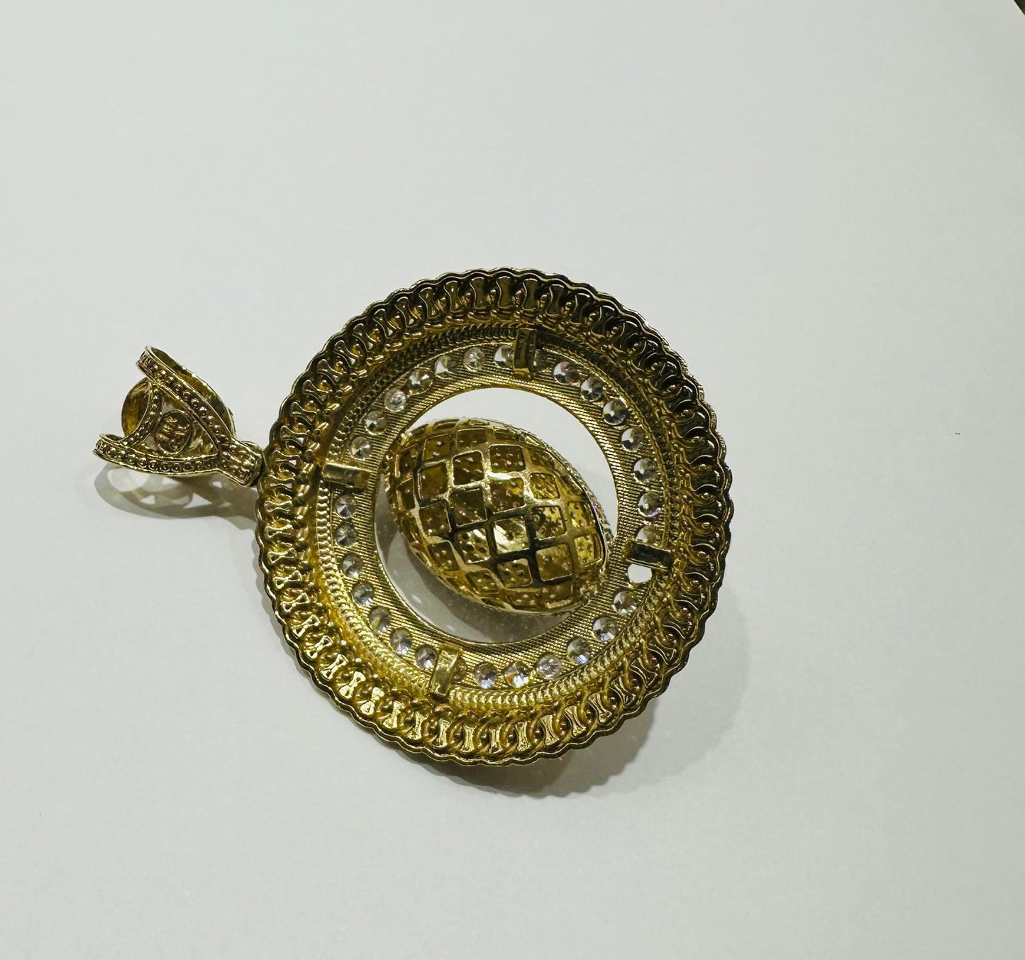 10K GOLD FOOTBALL PENDANT WITH WHITE SAPPHIRE- WEIGHT: 19.3gm