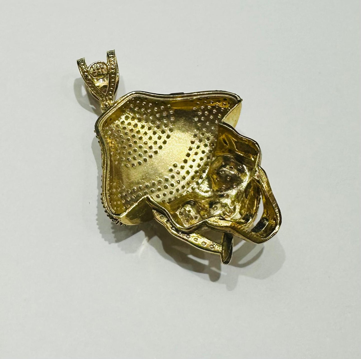 10K GOLD SKULL PENDANT WITH WHITE SAPPHIRE- WEIGHT: 13.1gm