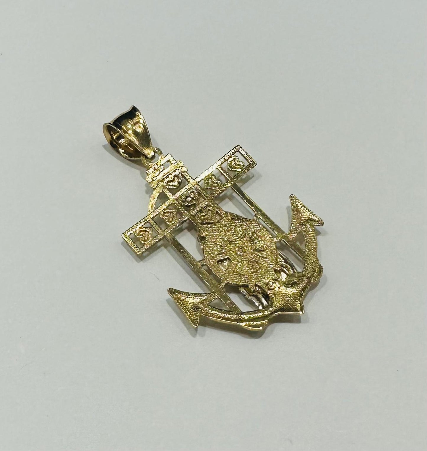10K GOLD ANCHOR VIRGIN MARY PENDANT- WEIGHT: 3.0gm