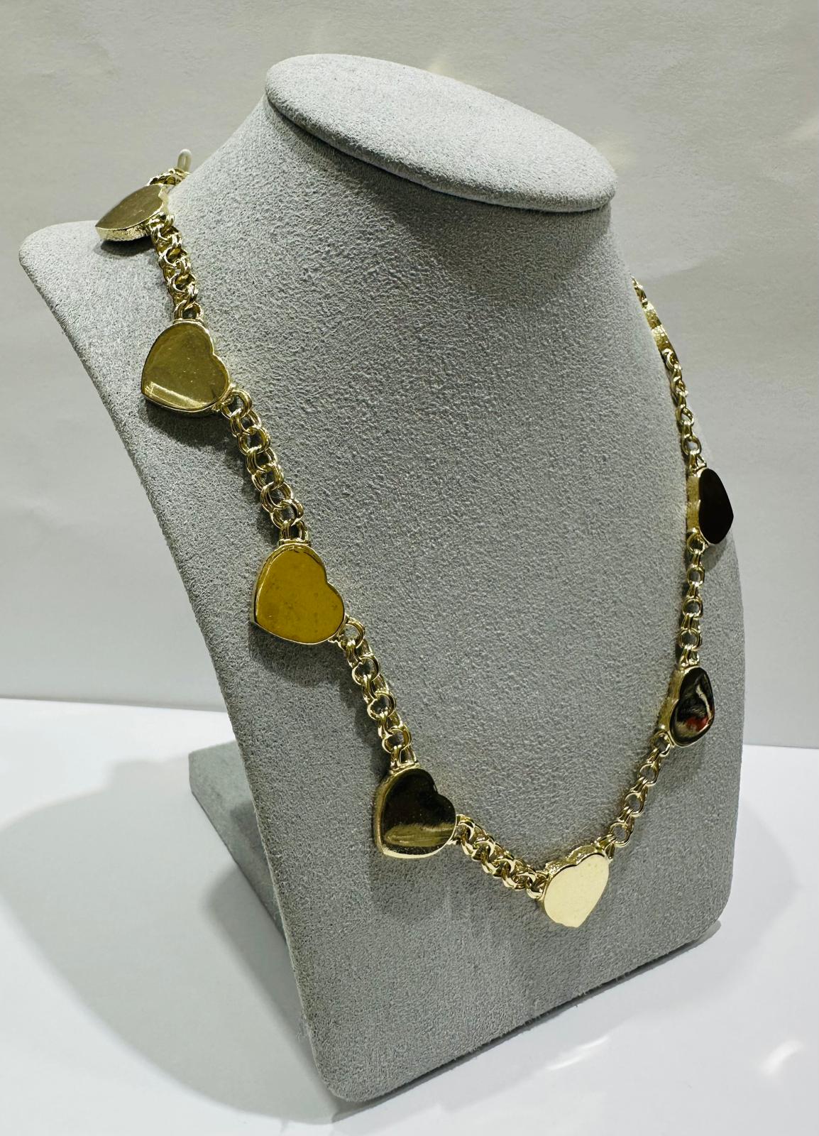 10K GOLD HEART CHINO LINK CHAIN- WEIGHT: 31.3gm 20"