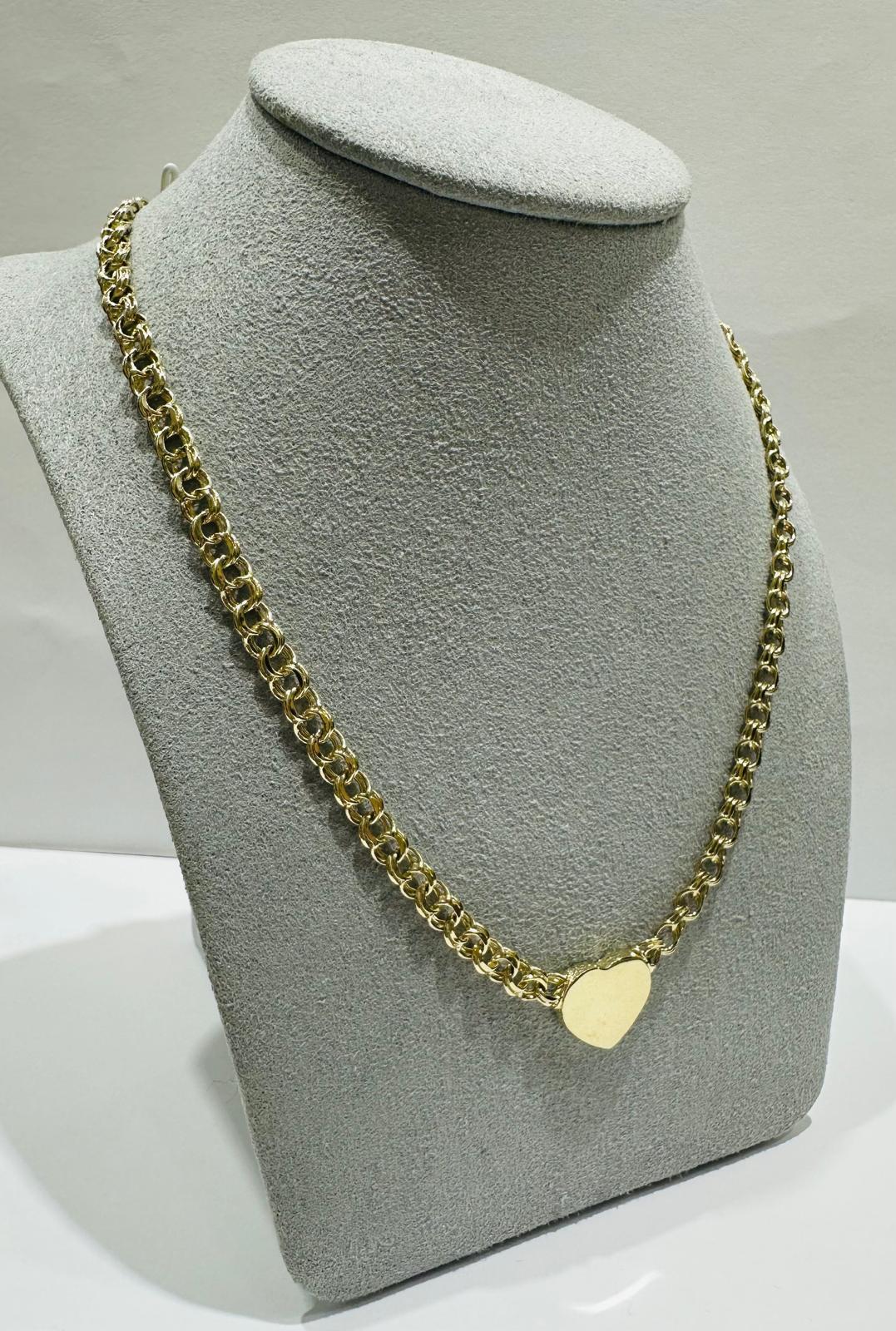 10K GOLD CHINO HEART LINK CHAIN- WEIGHT: 20.7gm 24"