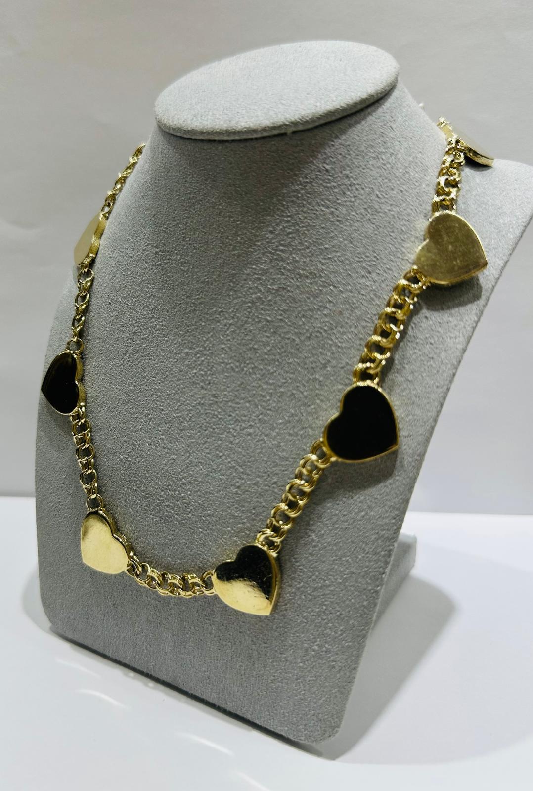 10K GOLD HEART CHINO LINK CHAIN- WEIGHT: 30.4gm 20"